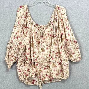 Denim & Supply Ralph Lauren RL Boho Shirt Size L Floral Cottagecore Western Chic